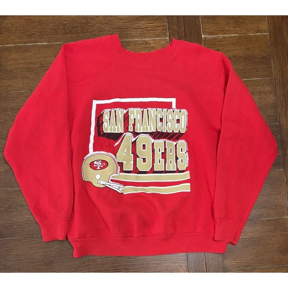 Vintage San Francisco 49ers Men’s Size L Made In USA Red Crewneck Sweater